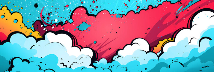 Comics illustration, retro and 90s style, pop art pattern, abstract crazy and psychedelic background, Generative AI