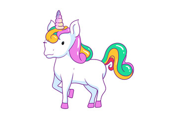 Fairy unicorn horse with horn girly fancy pet illustration art