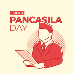 Vector illustration of Indonesia's National Pancasila Day commemorated on June 1 st