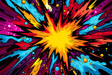 Comics illustration, retro and 90s style, pop art pattern, abstract crazy and psychedelic background, Generative AI