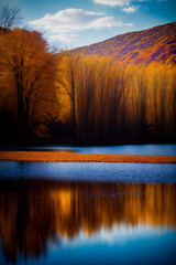 A Large Body Of Water Surrounded By Trees