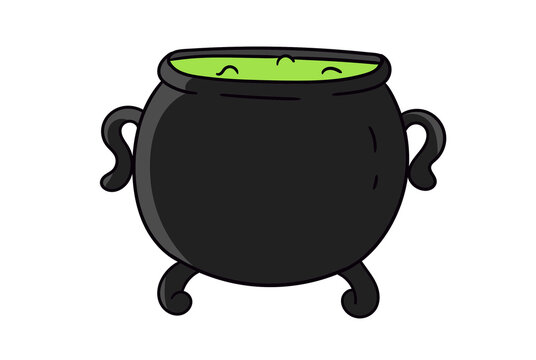 Hexentopf Halloween Zaubertrank brauen cartoon Vektorgrafik