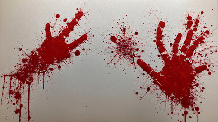 Two Bloody Hand Prints On A White Background