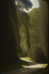 Fototapeta premium A Road In The Middle Of A Lush Green Forest