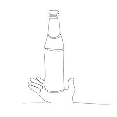 Continuous one line drawing of beer glass .Craft barley alcohol drink in simple linear style for bar and pub concept for menu. 