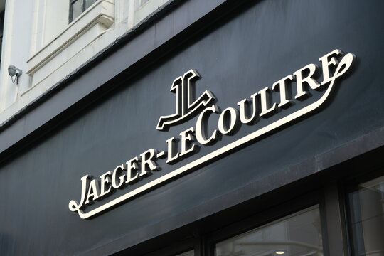 Shanghai,China-Feb.18th 2023: close up Jaeger-LeCoultre store sign. Swiss luxury watch brand