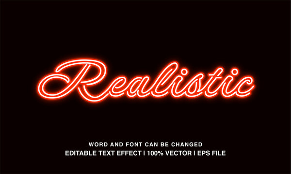 Realistic editable text effect template, red neon light futuristic style, premium vector