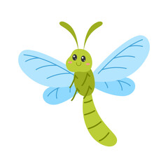 Cute cartoon insects with friendly faces illustration. Cute bugs and insects cartoon characters. Vector flying and crawling animals set