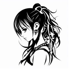 Black and white women tattoos, anime style