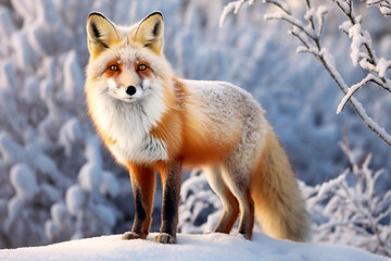 red fox in snow