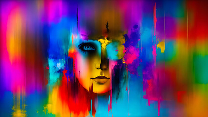 Depression and Anxiety, Sad Woman Abstract Art, AI Generated