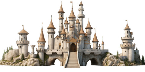 Fantasy castle illustration isolated on transparent background © Neda Asyasi