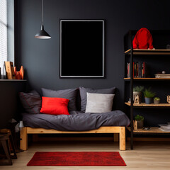 Generative AI.frames mock up in dark luxury living room