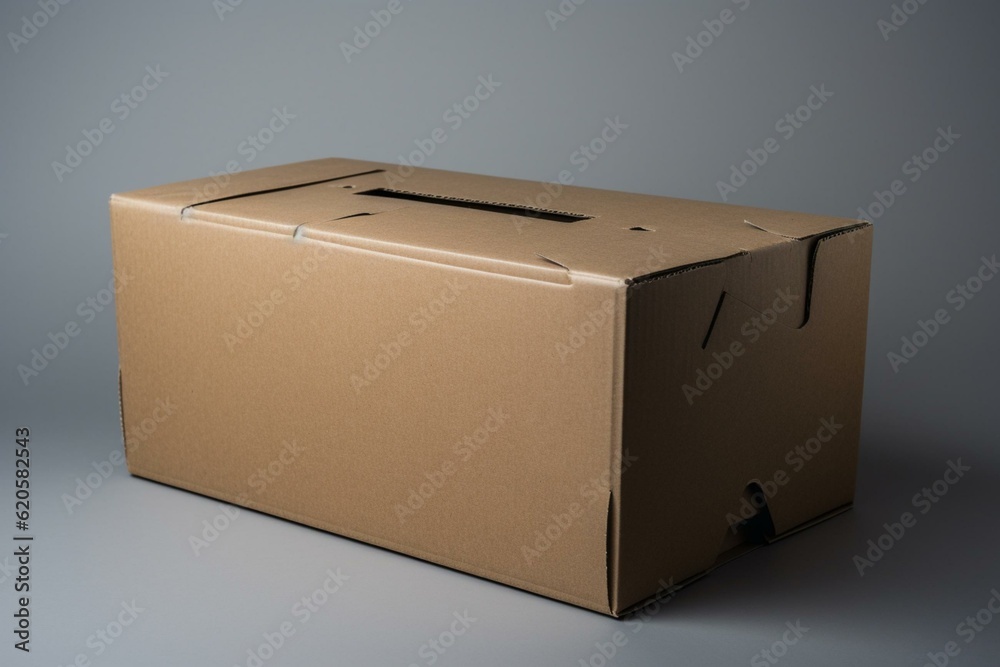 Wall mural a cardboard box with closed lid on a white background. generative ai