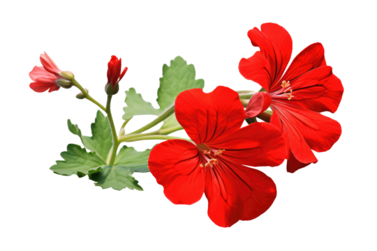 Beautiful geranium flowers isolated on white