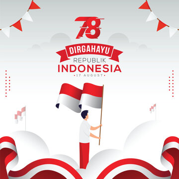 17 August. Hari Kemerdekaan Indonesia Means Indonesian Independence Day Poster And Banner Celebration