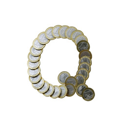 Obraz premium Euro Coins 3D Alphabet or PNG Letters
