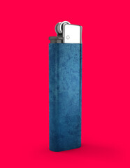 Elegant Style: Modern and Chic Lighter with Blue Texture on Pink Background