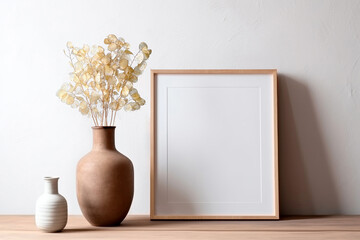 Frame mock up in living room. Scandinavian interior.