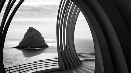 architecture on the rock cliffs of the sea coast