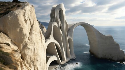 architecture on the rock cliffs of the sea coast