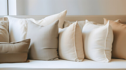 Fototapeta na wymiar Pillows in the living room. AI generated.