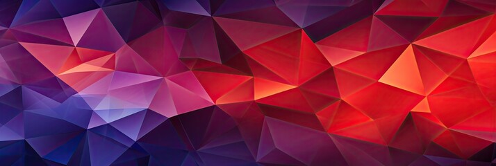 Geometric Lines Abstract Crystalline Red Orange Purple Panoramic Background. Generative AI