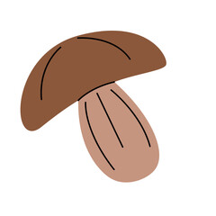 Inedible mushroom isolated on white background flat vector illustration.