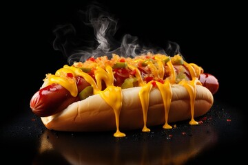 hot dog with mustard Generative AI