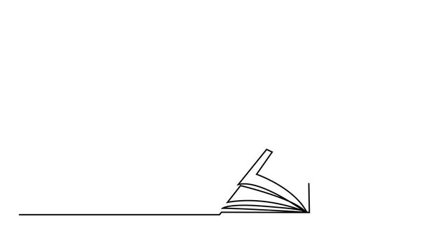 one line drawing book education concept hand drawn minimalist style Graphic vector illustration.
