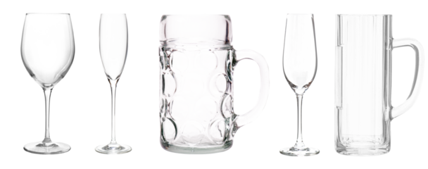 set of glasses isolated over transparent background
