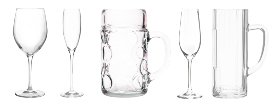 set of glasses isolated over transparent background