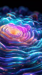 3d render, abstract background with neon glowing waves