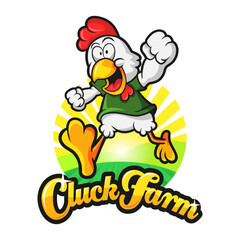 cute rooster cartoon mascot farm logo