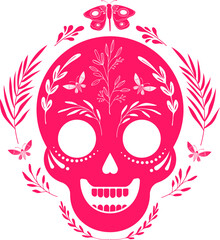 Floral Mexican Sugar Skull for Day of the Dead 