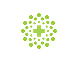 Fototapeta premium Medical cross with circular green dots surrounding