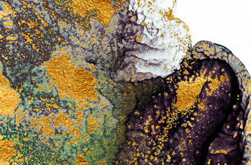 GOLD SEA. North gold- MARBLE. Ink colors are amazingly bright, luminous, translucent, free-flowing, and beautiful golden sequins. Wallpaper, Background,Pattern texture, Oriental paper. ART.Abstract.