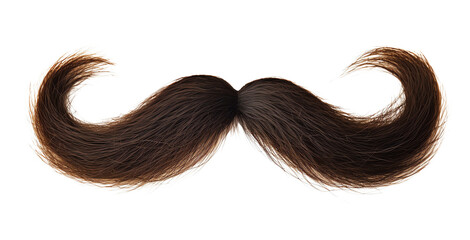 Black mustache. Gentleman curled facial hairstyle, barbershop decoration design symbol. Mustache on isolated png background. Generative AI