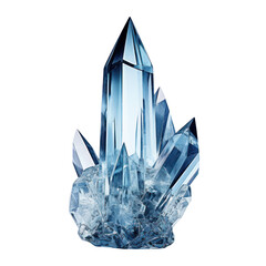 blue crystal isolated on transparent background cutout