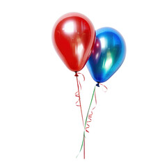 red and blue balloons isolated on transparent background cutout
