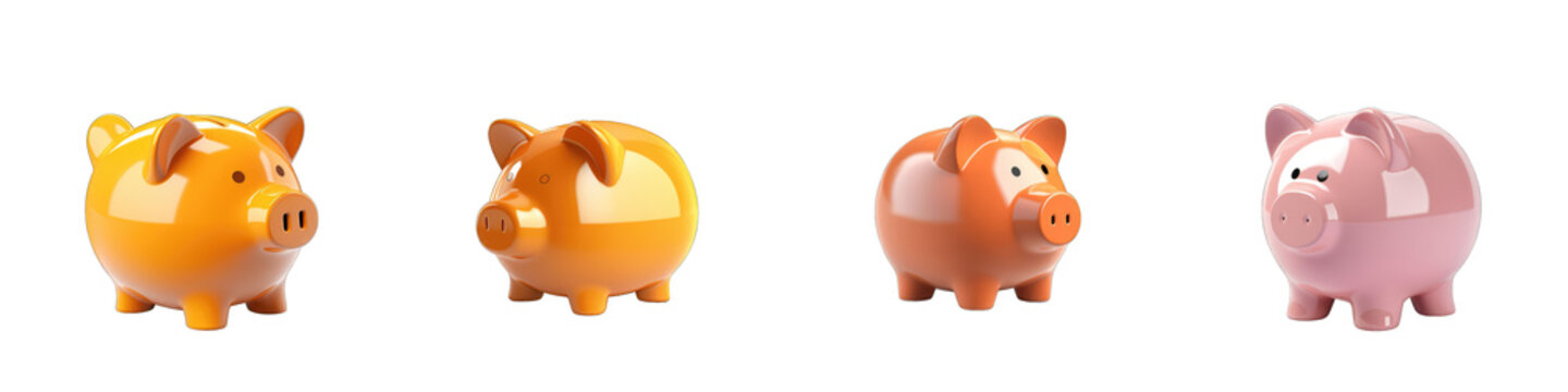 Piggy Bank clipart collection, vector, icons isolated on transparent background