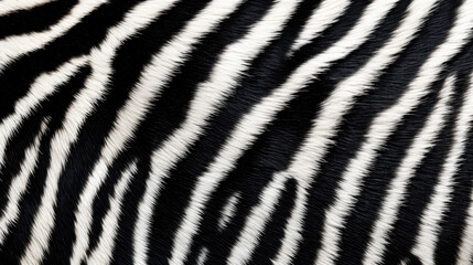 Illustration of a close-up view of the black and white pattern of a zebra's fur created with Generative AI technology