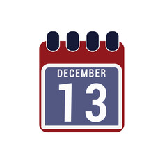 Calendar displaying day 13 ( thirteenth ) of the december - Day 13 of the month. illustration