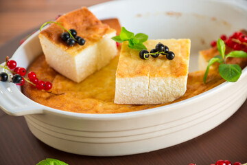 cottage cheese sweet casserole with fresh berries