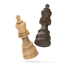 3d Rendering of Two Wooden Textured Chess Kings