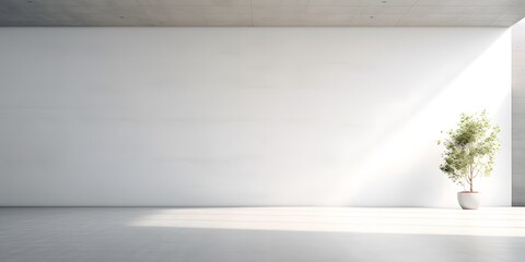 modern minimalist interior with a big empty white wall