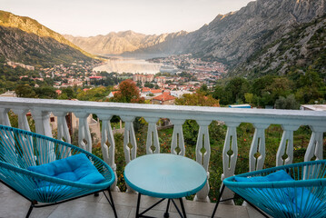 A room with an amazing panoramic view with picturesque Bay of Kotor, Montenegro