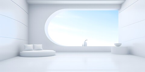 Fototapeta premium modern minimalist interior with a big empty white wall