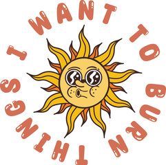 vintage cartoon mascot sun illustration with typography