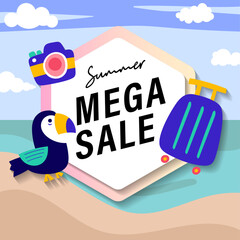 Summer sale brochure discount vector. Special price offer coupon for social media post, promotion ad, shopping flyer, voucher, website campaign and advertising